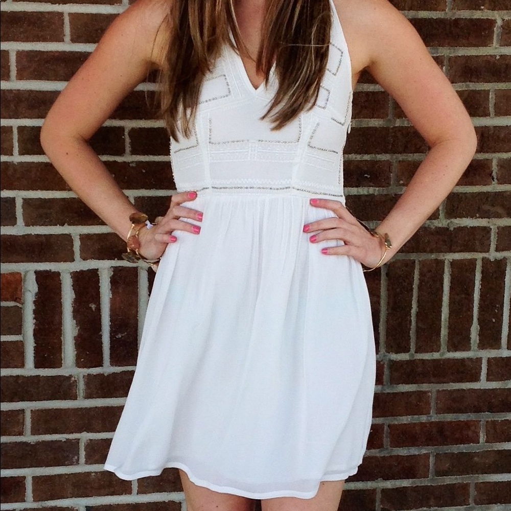 White Embellished Shift Dress